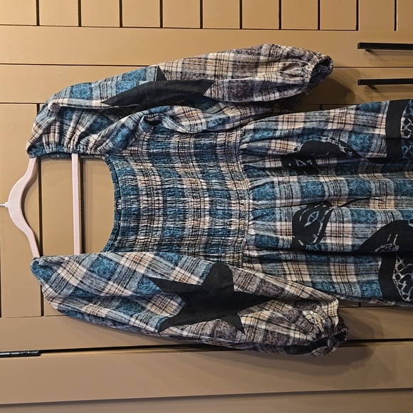 Dressed In LALA Sweet Revenge Smocked Plaid Snake Dress Size Medium - Picture 6 of 12